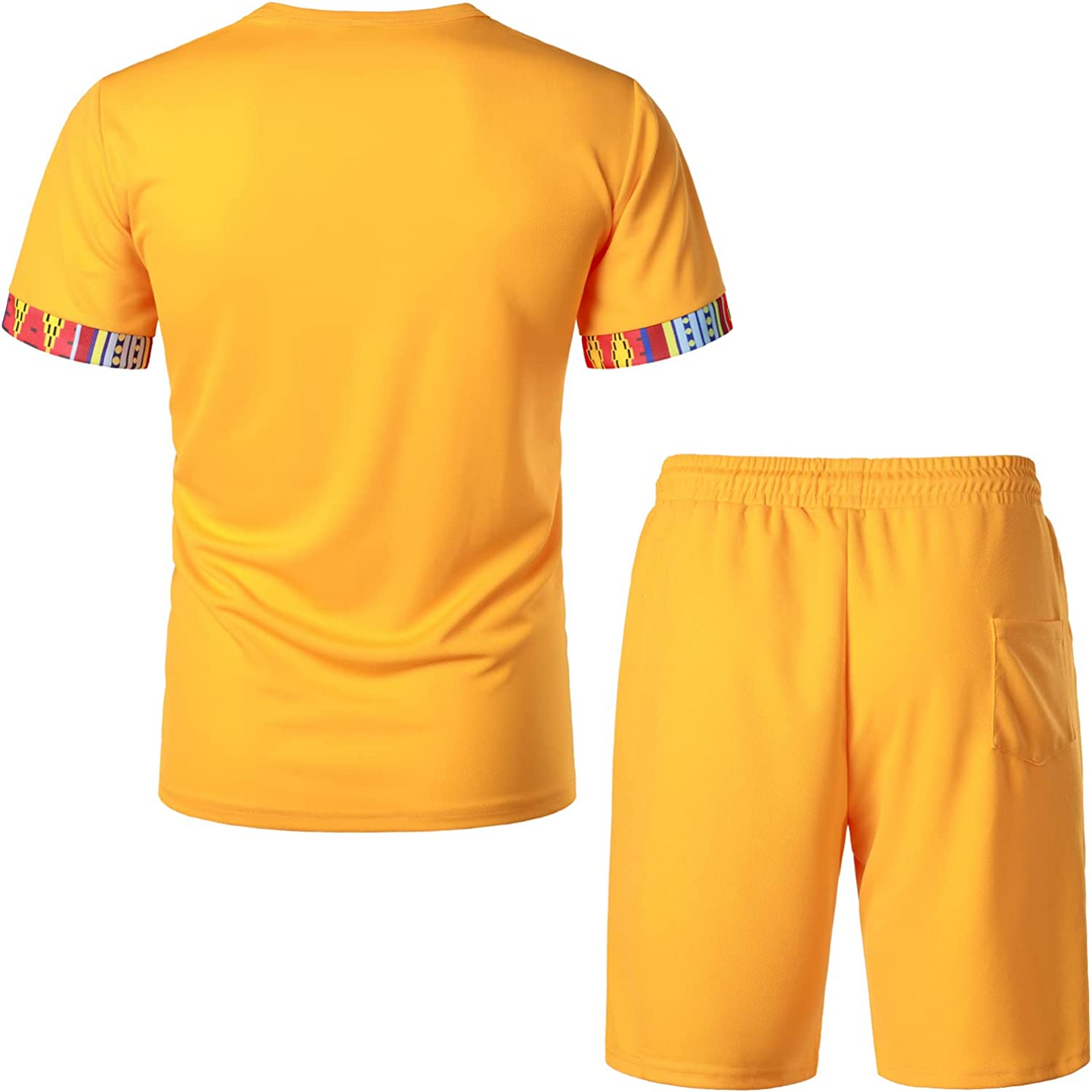 Men's Printed Colorblock T-Shirt and Shorts Set 010
