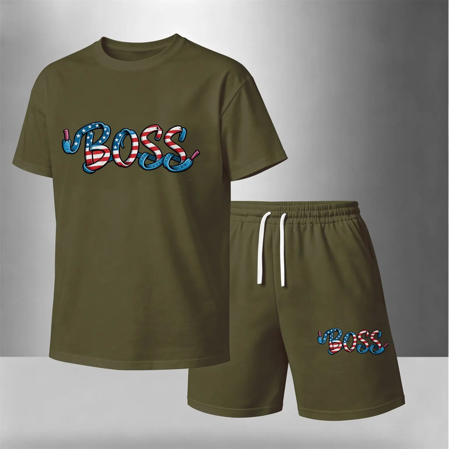 Men’s Summer 2 Piece Set, Short Sleeve T Shirt and Drawstring Shorts Matching Outfit, Lightweight Breathable Casual Set for Beach, Vacation, Gym, Travel, Running, and Daily Wear