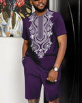 Suitmens Men's Colorblock Print Shorts Set 36