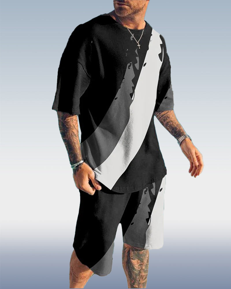 Suitmens Men's Colorblock Print Shorts Set 130