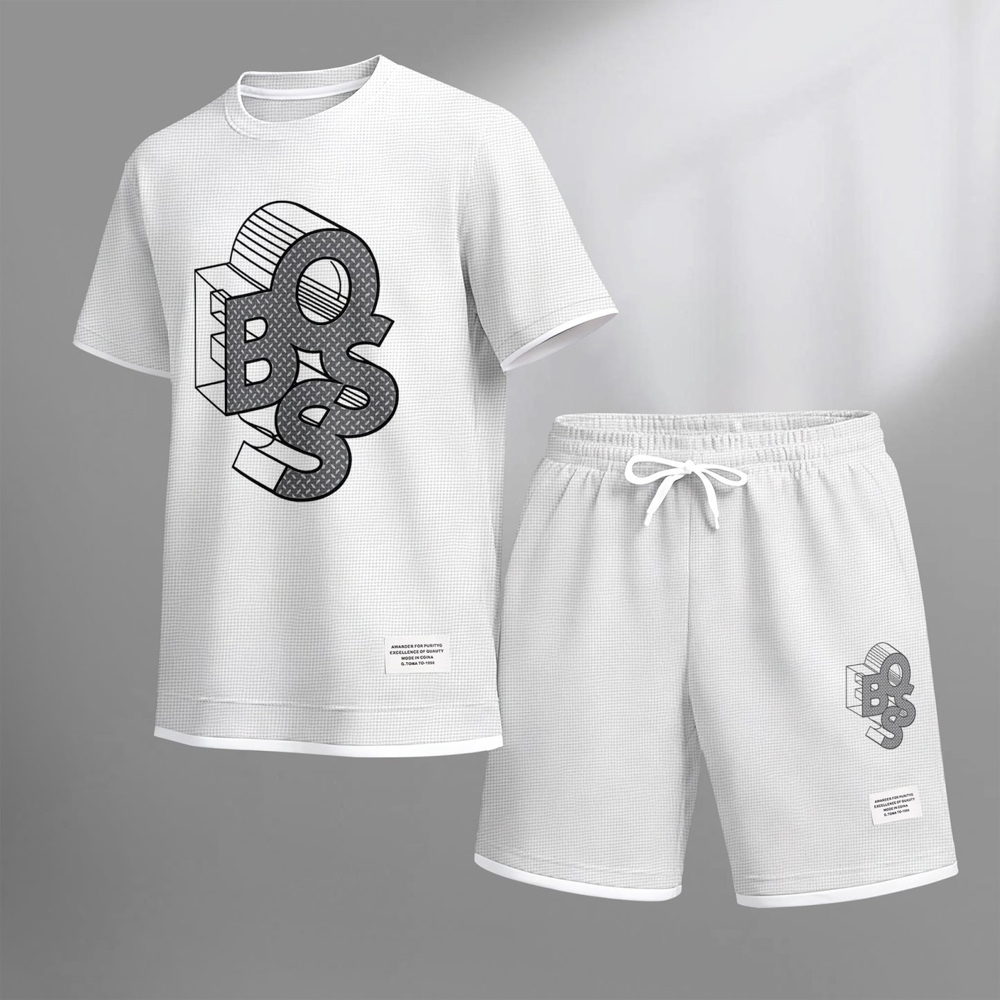 Men's Luxury Waffle-Knit Short-Sleeve Shirt & Shorts Set 12
