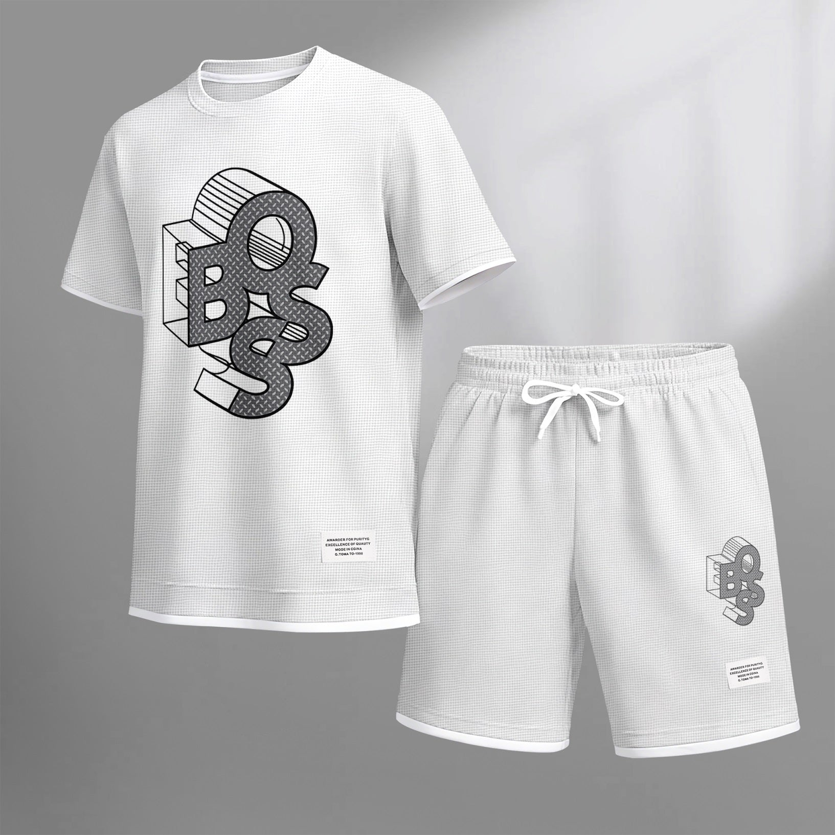 Men's Luxury Waffle-Knit Short-Sleeve Shirt & Shorts Set 12