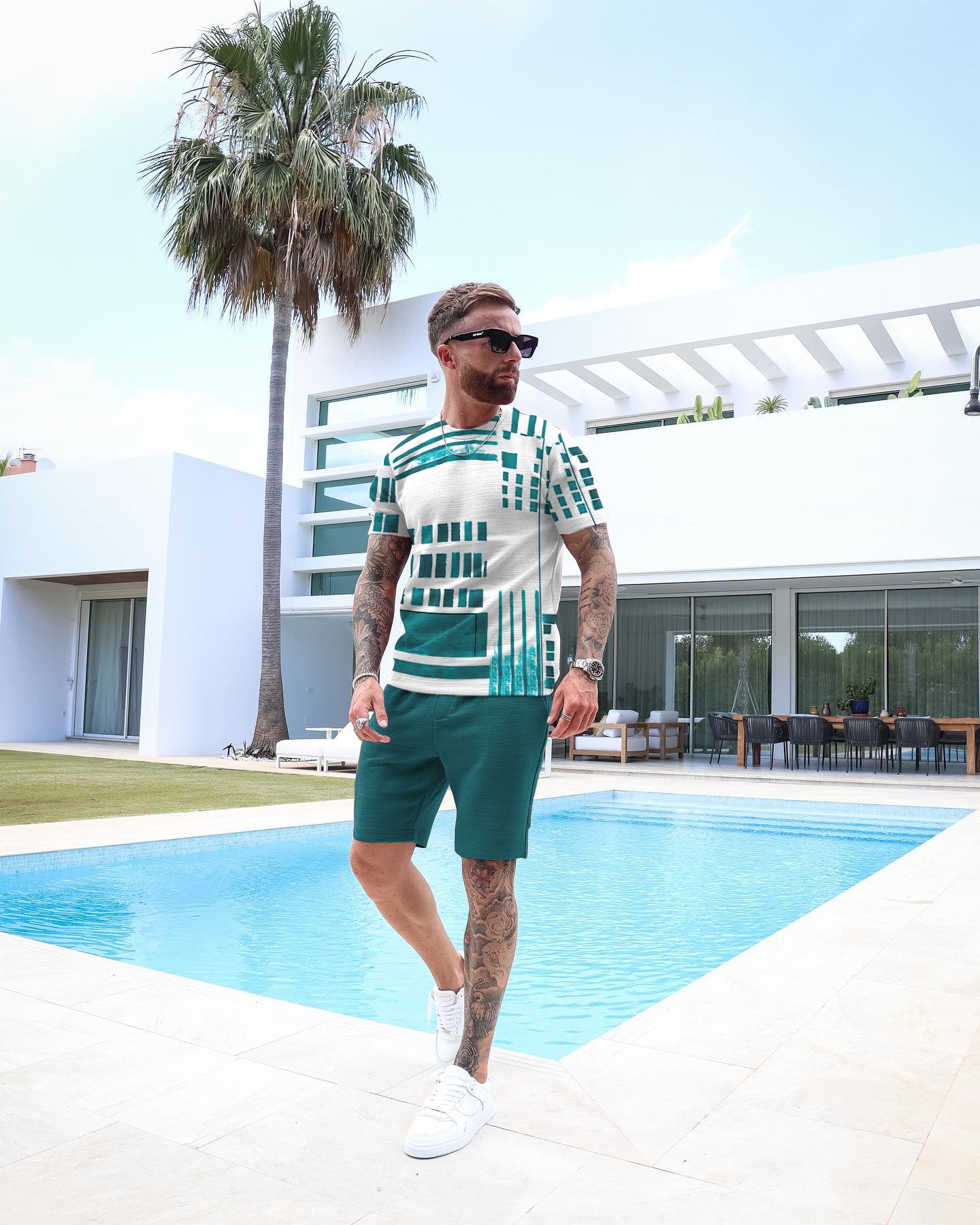 Men's Casual Printed Shorts Set 53