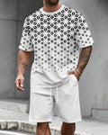Men's Summer Color Matching Round Neck Set 606