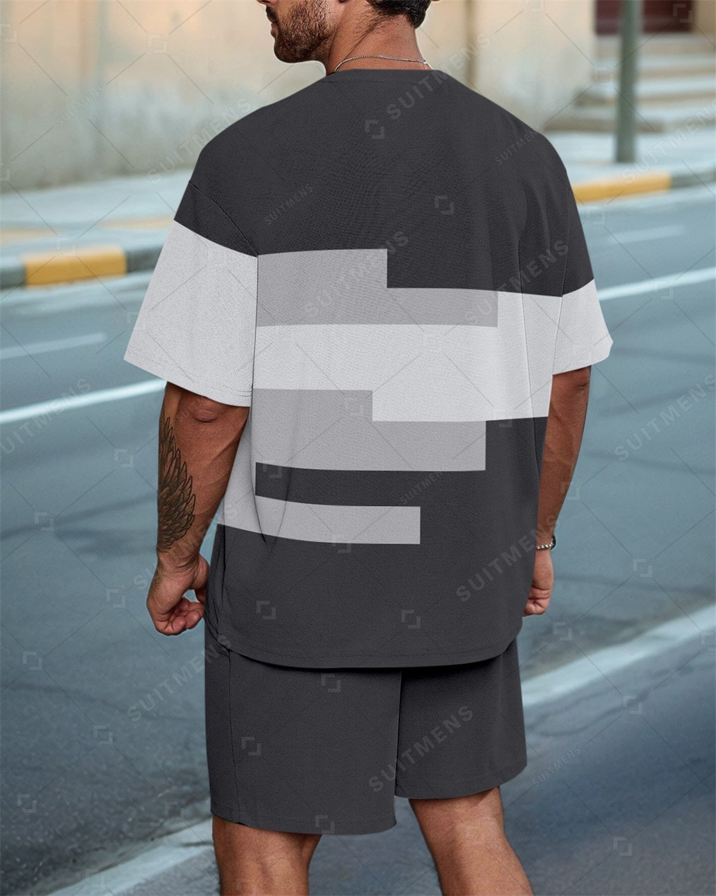 Men's Colorblock Casual Summer Round Neck Set 0123