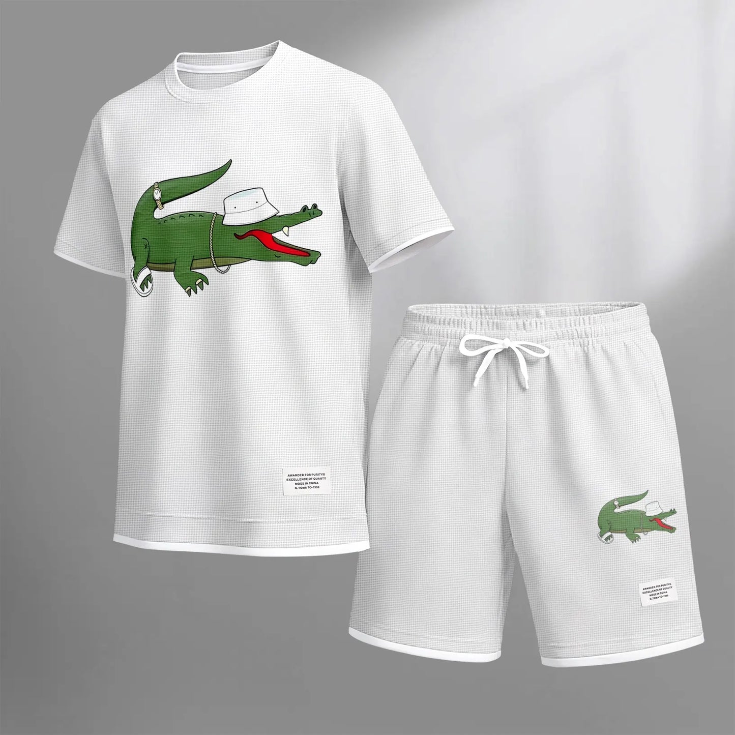 Men's Luxury Waffle-Knit Short-Sleeve Shirt & Shorts Set 15