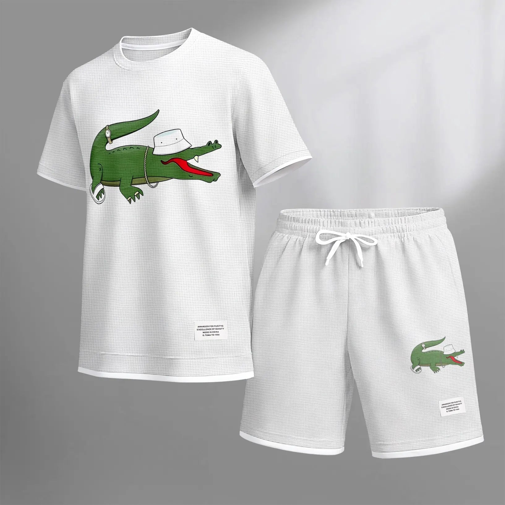 Men's Luxury Waffle-Knit Short-Sleeve Shirt & Shorts Set 15