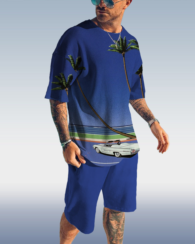 Suitmens Men's Holiday Casual Print Shorts Set 004