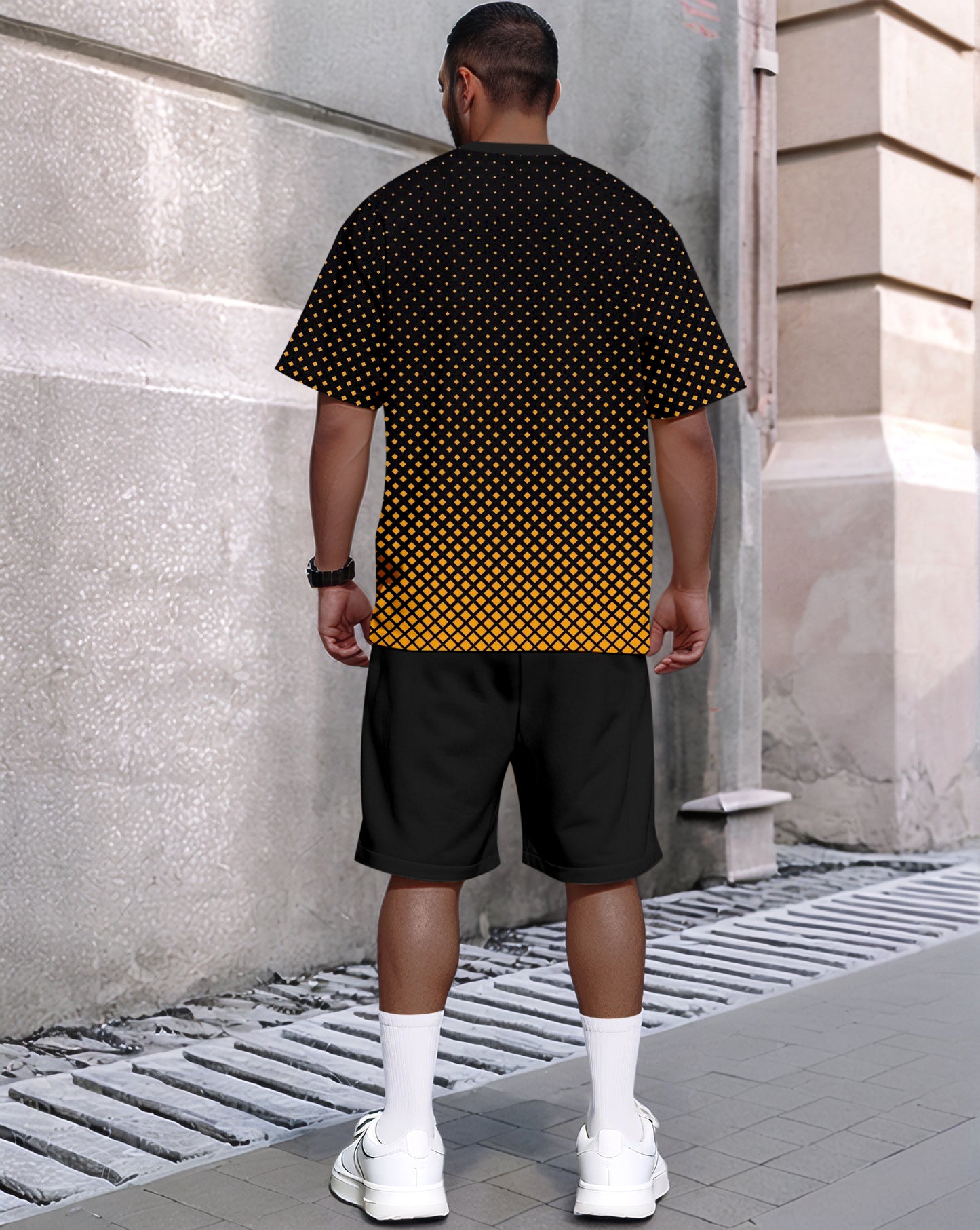 Men's Summer Polka Dot Print Round Neck Set 595