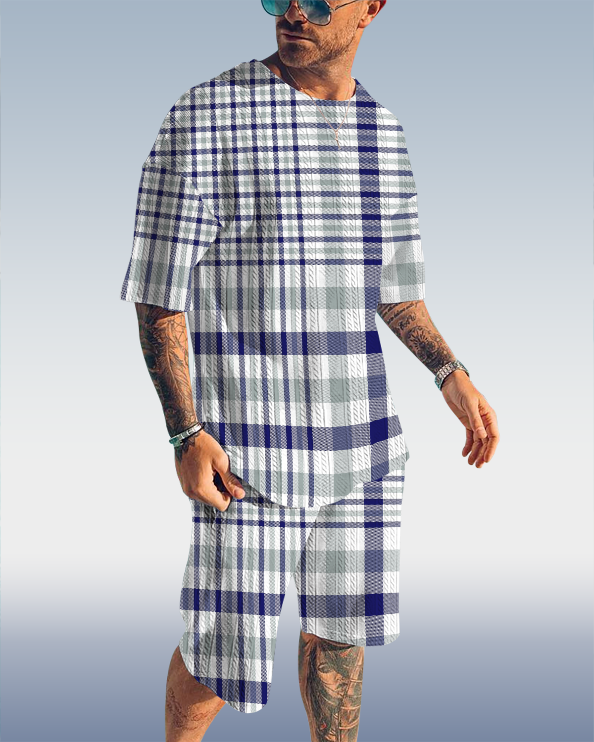Suitmens Men's Luxury Textured Print Shorts Set 561