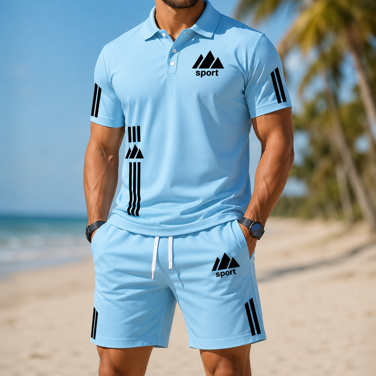 ⏰ Letzter Tag: 50% Rabatt! 🔥-Herren Sport-Set mit Polo-Shirt und Shorts für Sommer