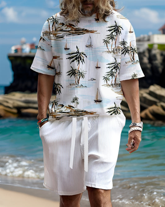Suitmens Men's casual gorgeous textured printed shorts set 551