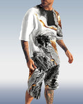Suitmens Men's Wave Print Shorts Set 064