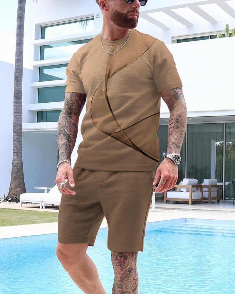 Men's Casual Gradient Print Shorts Set 50