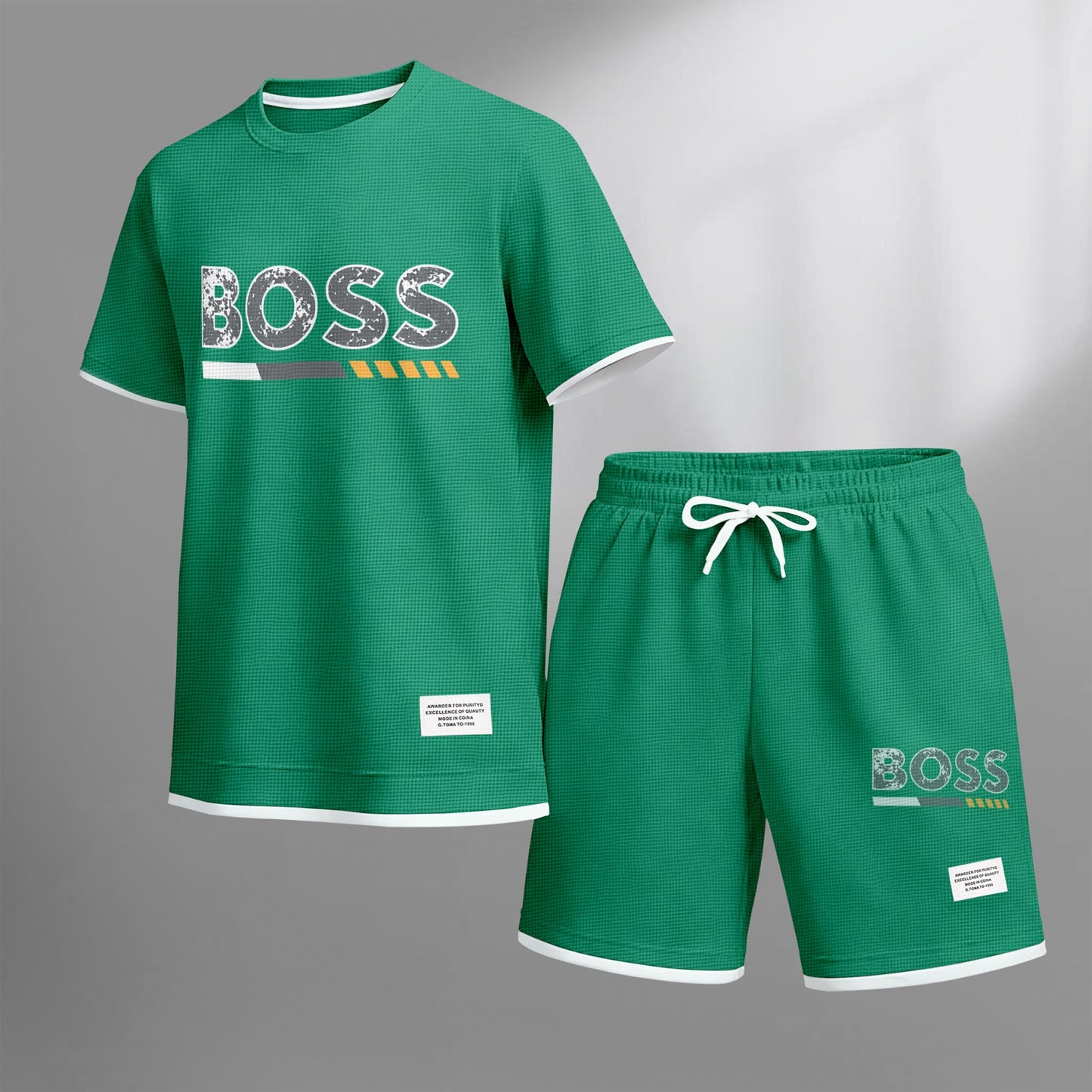 Men's Luxury Waffle-Knit Short-Sleeve Shirt & Shorts Set 13