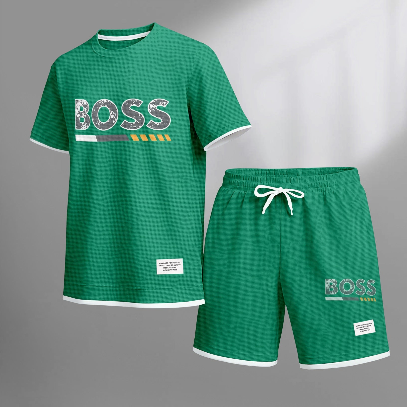 Men's Luxury Waffle-Knit Short-Sleeve Shirt & Shorts Set 13