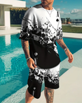 Men's Casual Gradient Print Shorts Set 561