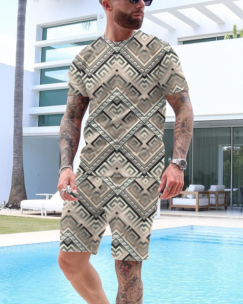 Men's Casual Fashion Printed Shorts Set 65