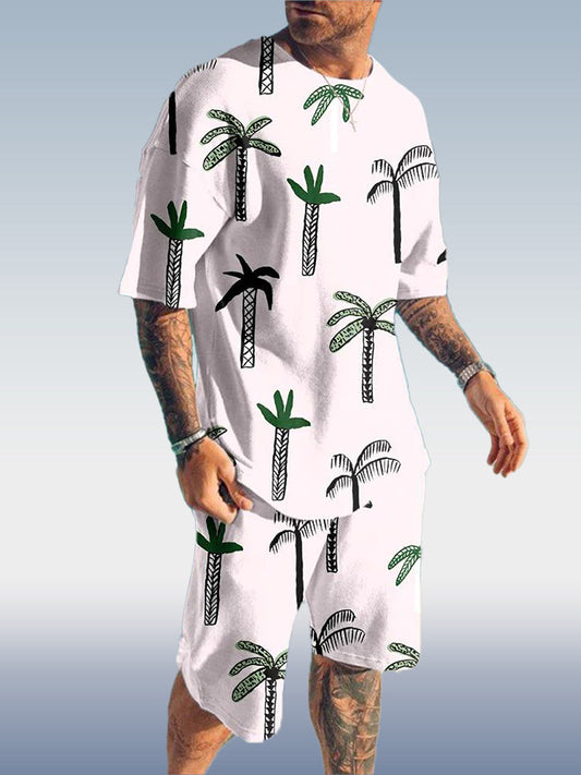 Suitmens Men's Hawaiian Print Shorts Set 353