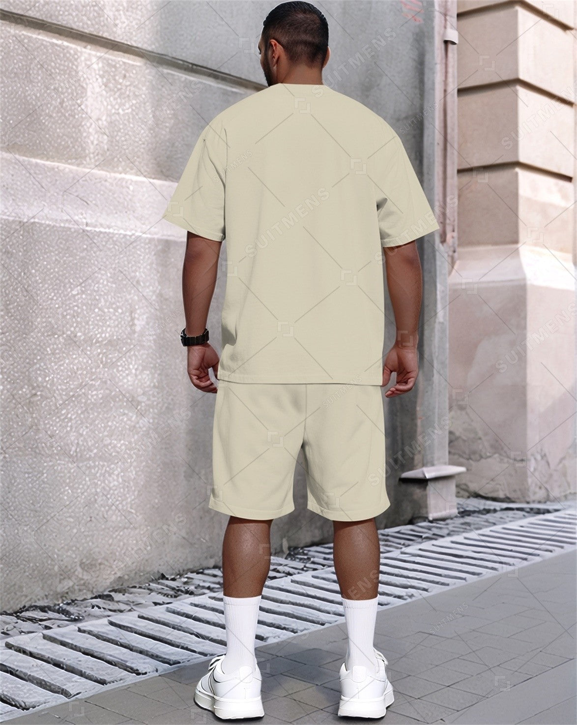Men's Summer Coconut Tree Print Round Neck Set 305