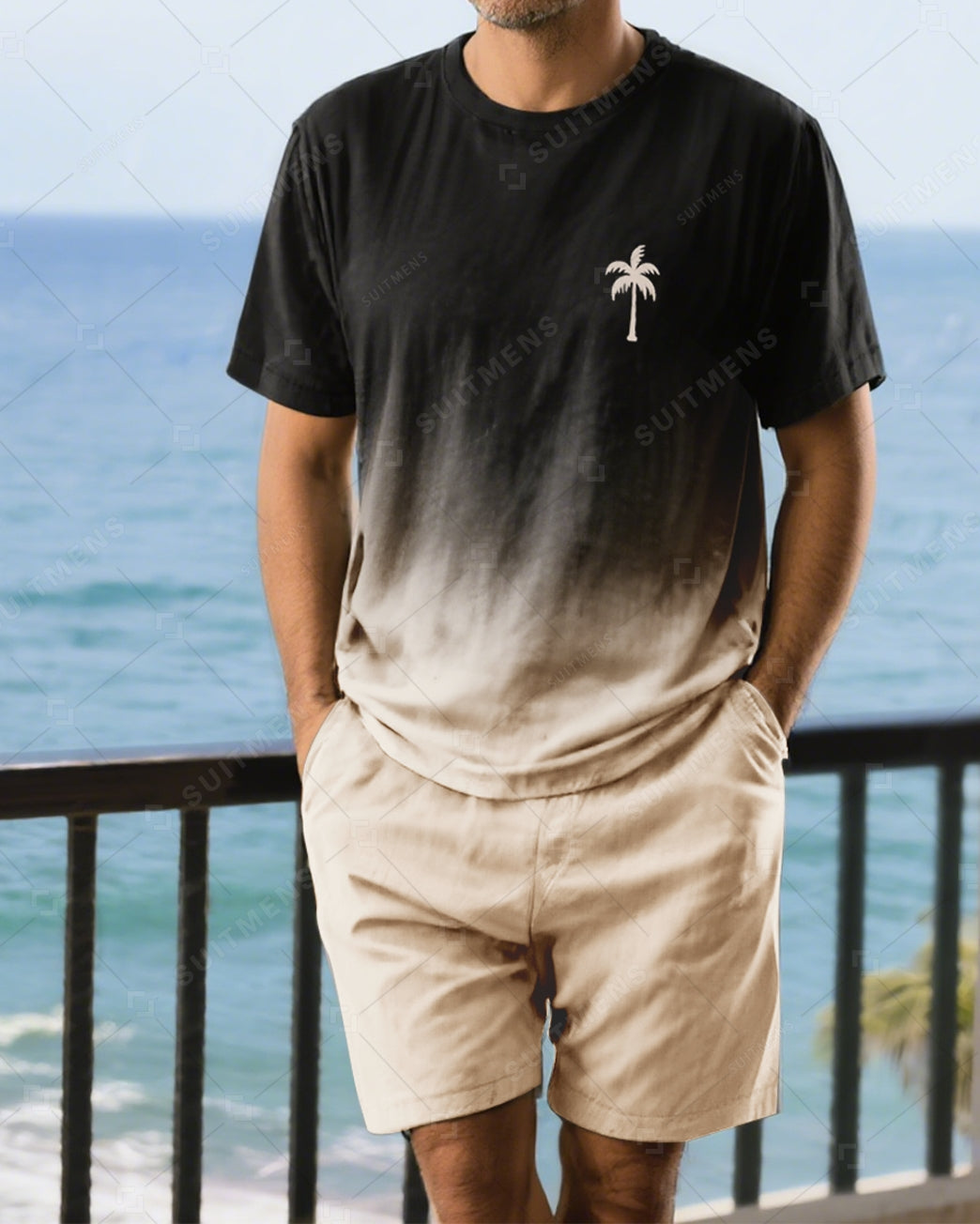 Men's Summer Vacation Round Neck Set 020