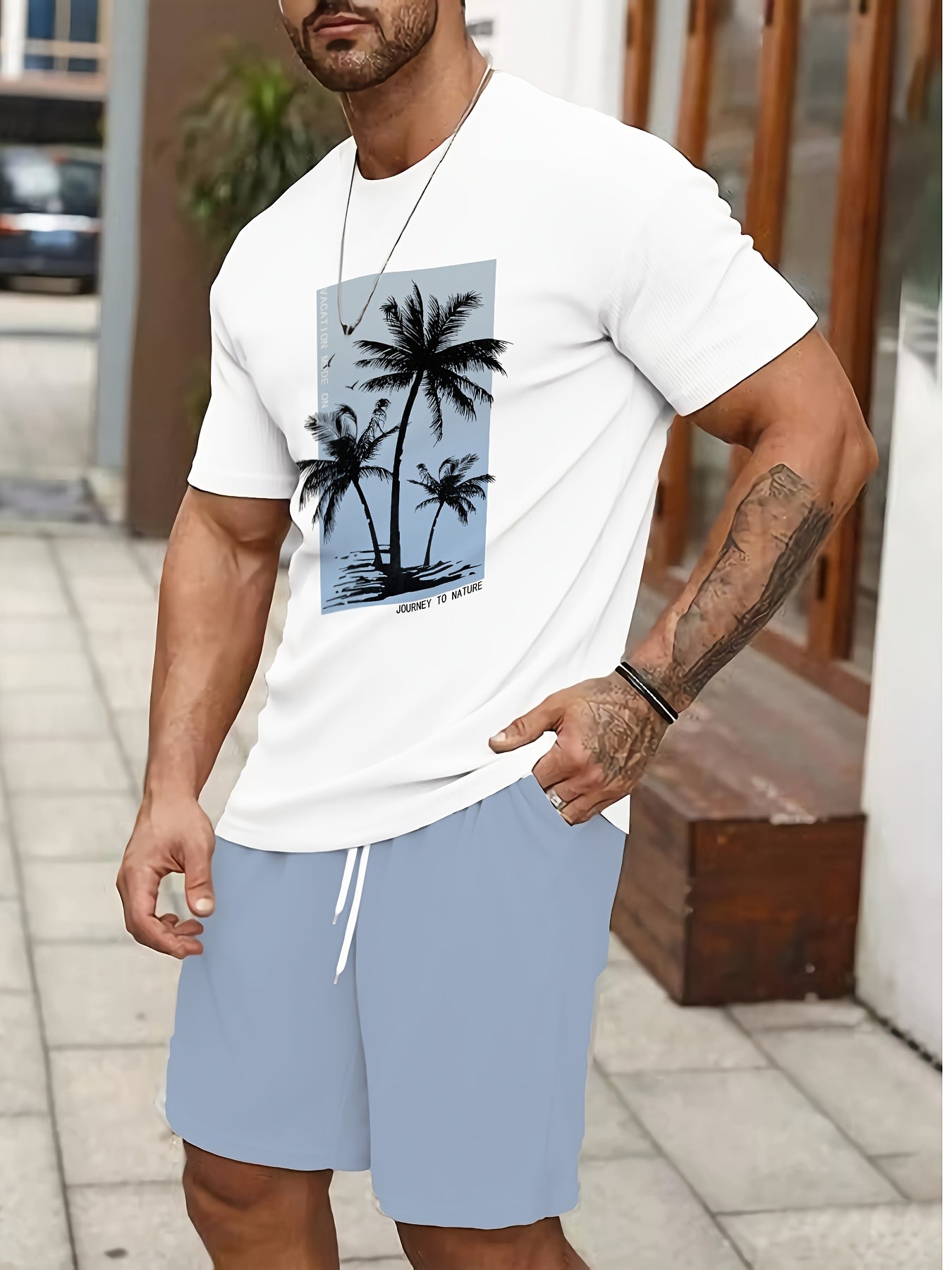 Men's Holiday Summer Round Neck Set 125