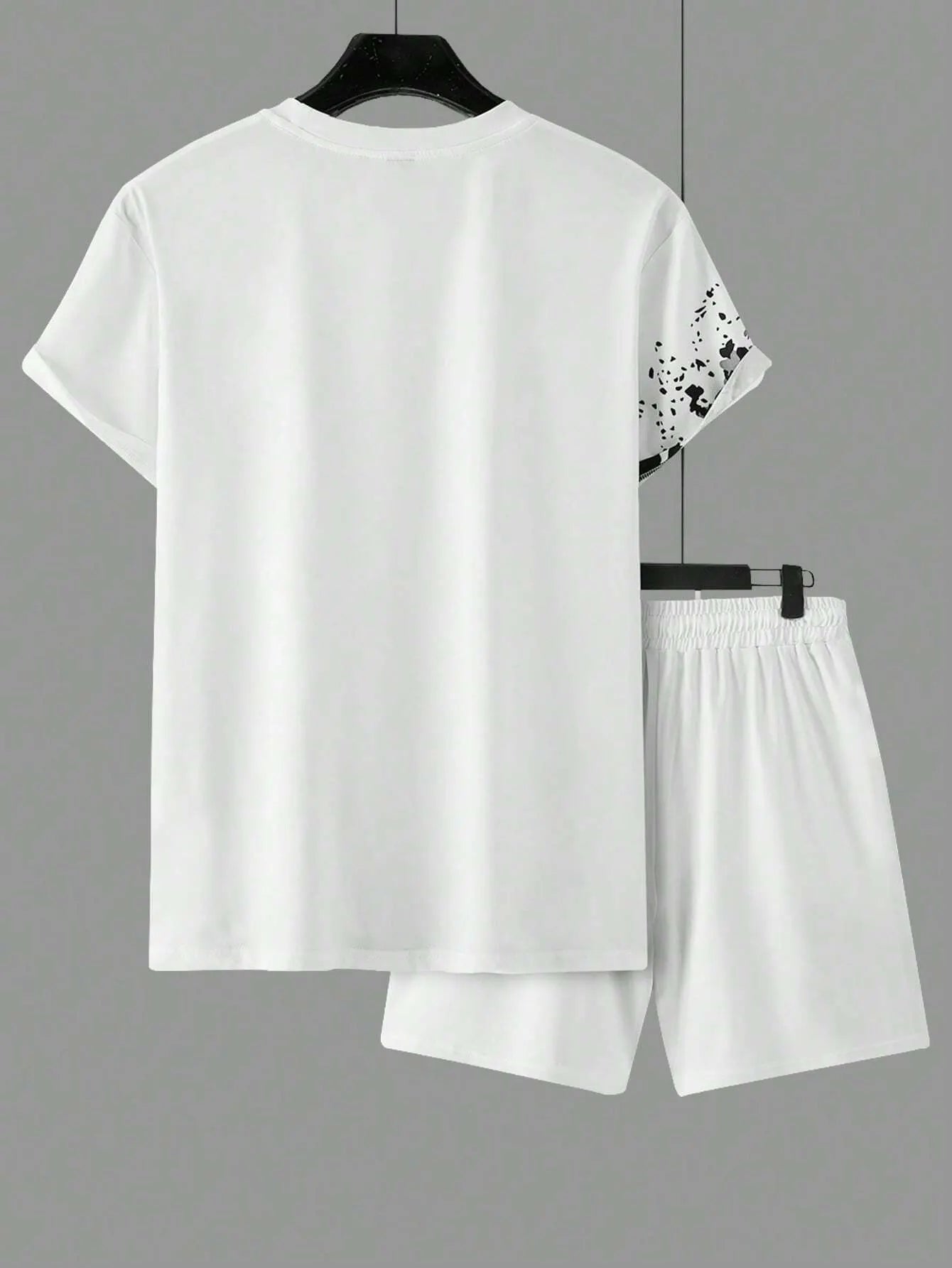 Men's Black And White Gradient Casual Shorts Set 412