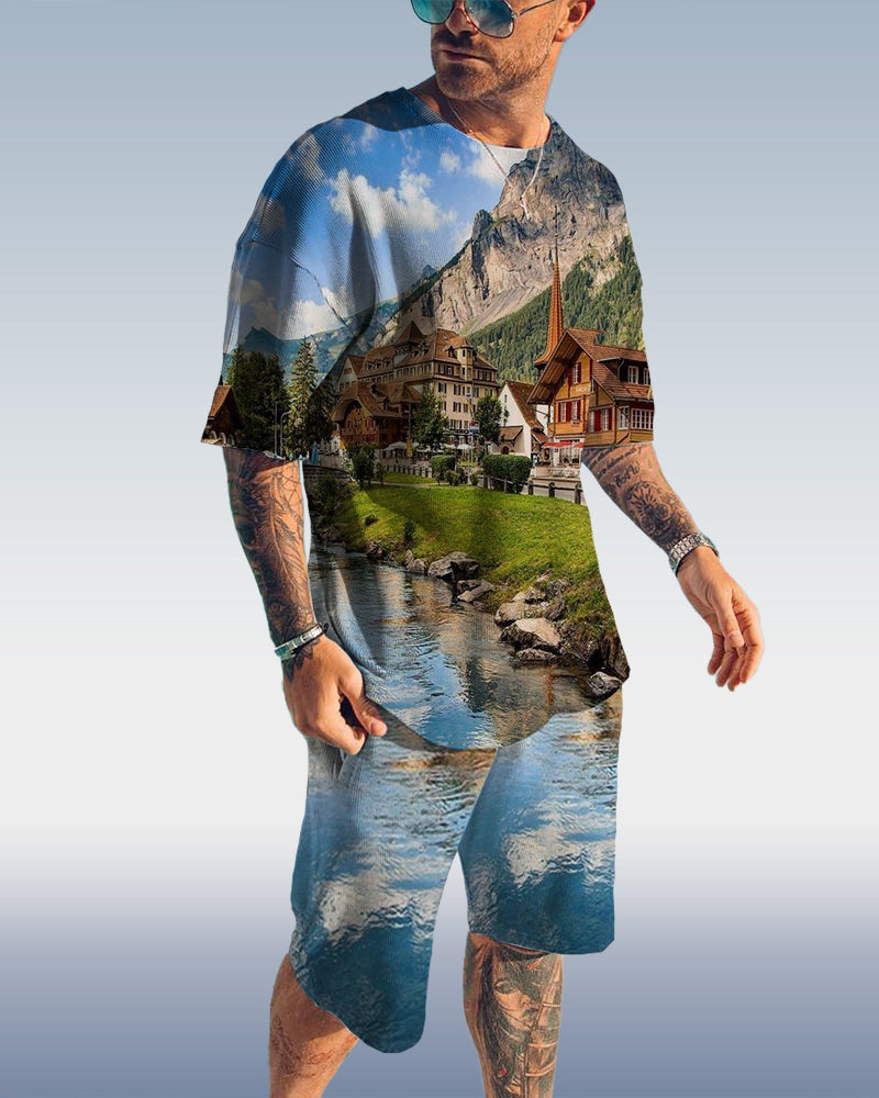 Suitmens Men's Resort Print Shorts Set