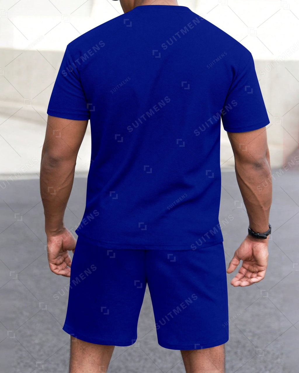 Men's Summer Colorblock Printed Round Neck Set 286