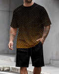 Men's Summer Polka Dot Print Round Neck Set 595