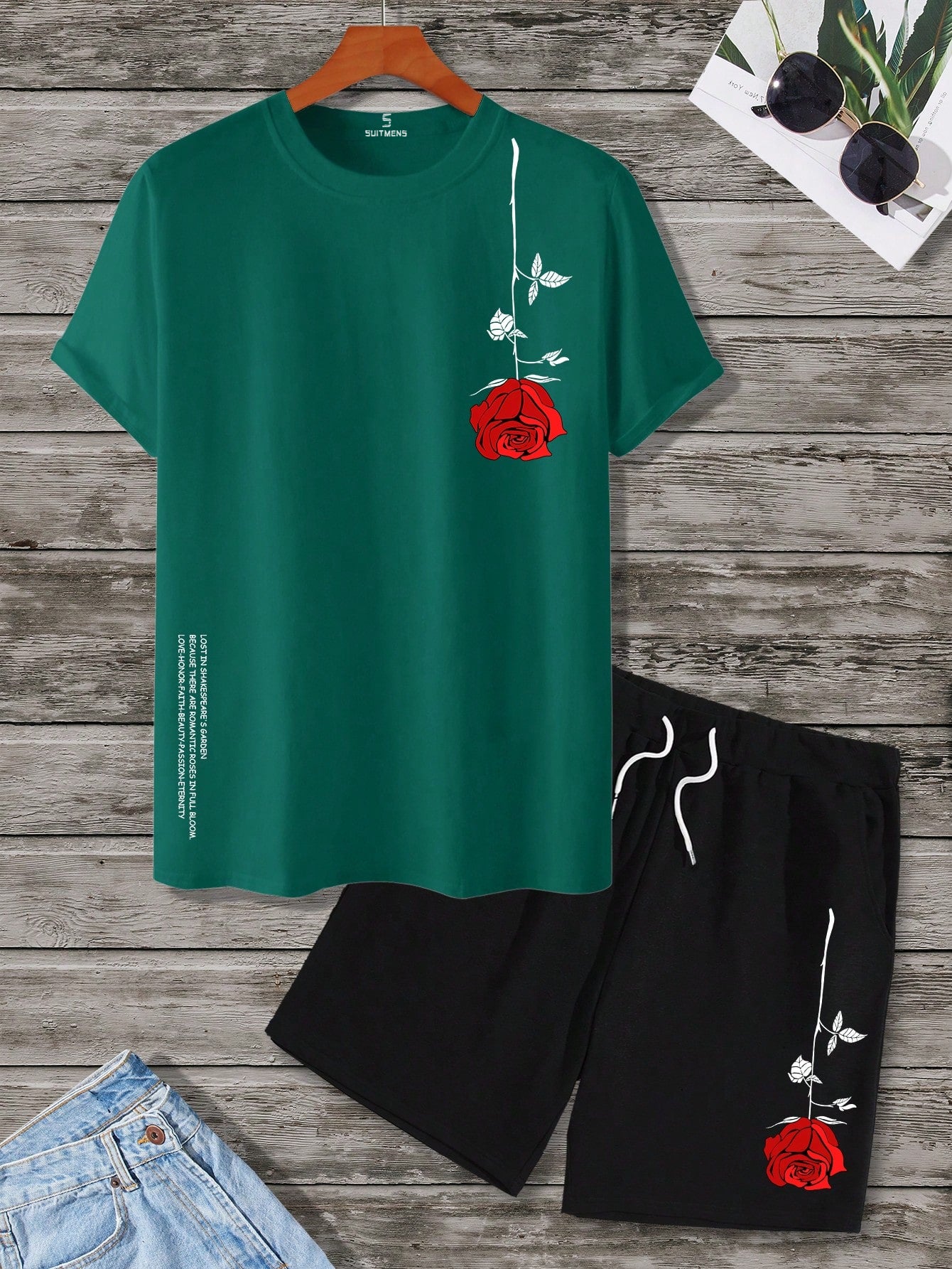 Men's Color Matching Casual Shorts Set 416