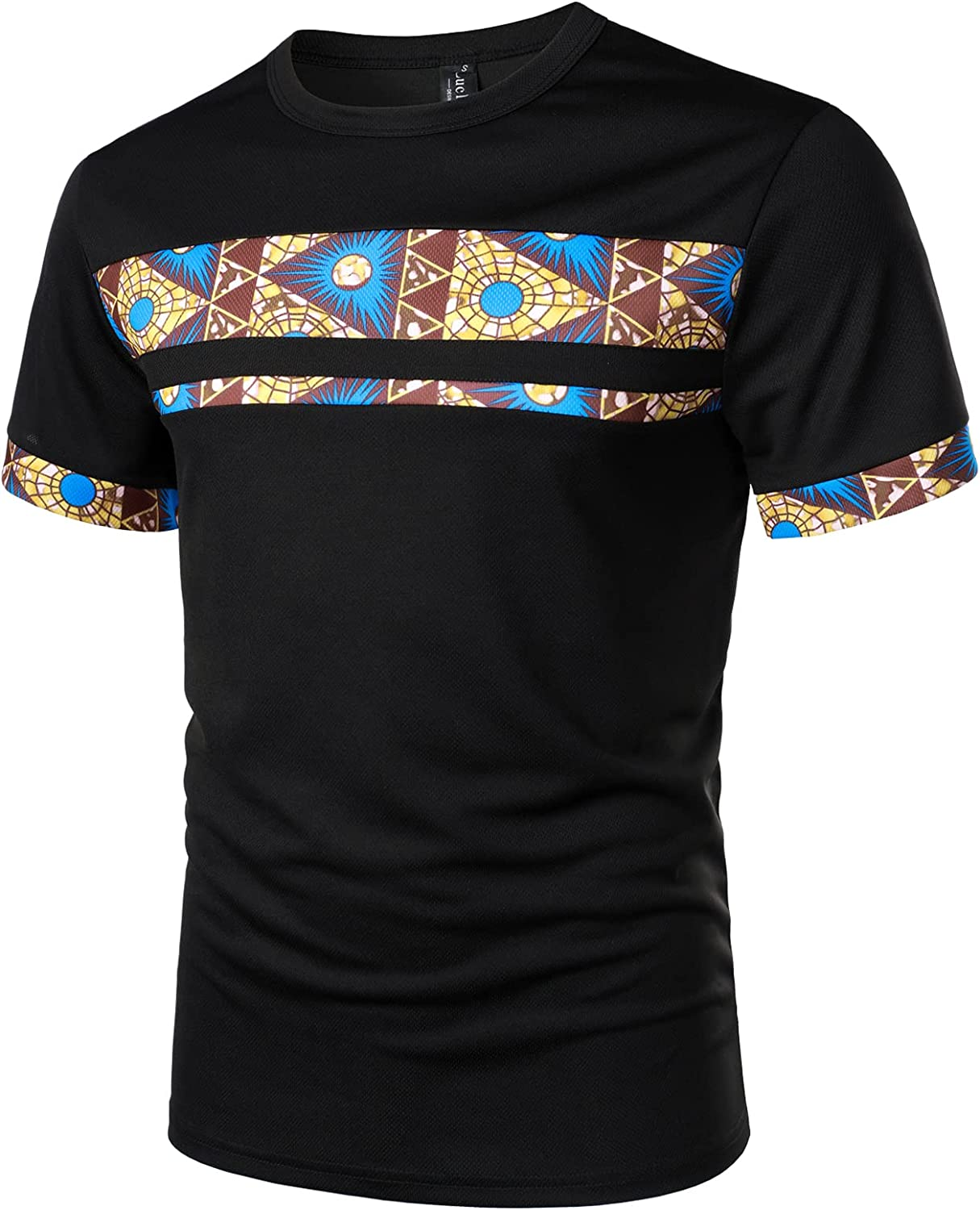 Men's Printed Colorblock T-Shirt and Shorts Set 011