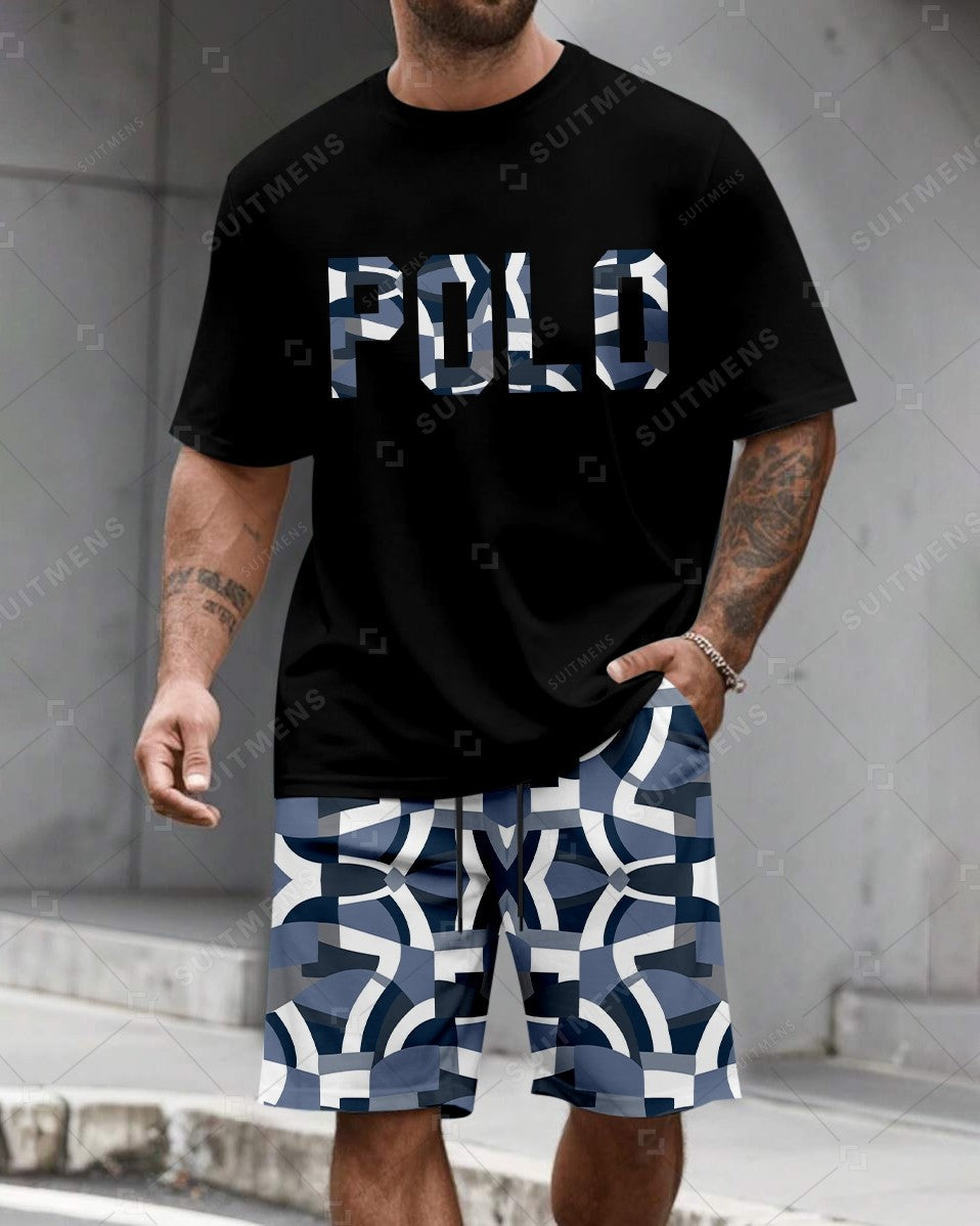 Men's Summer Leopard Print Round Neck Set 494