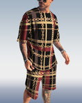 Men's Spring Summer Chain Stripe Printed Suit 006