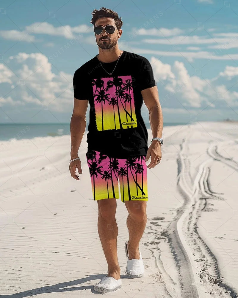Men's Beach Vacation Casual Shorts Set 479
