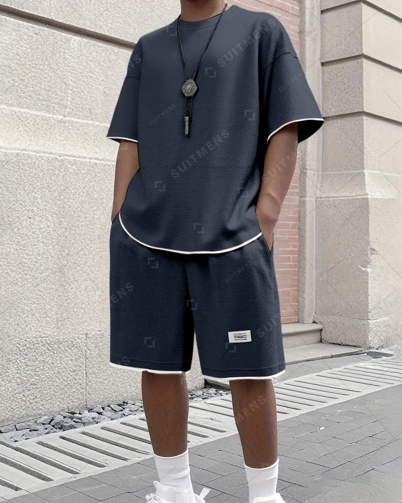 Men's Casual Waffle Shorts Set 6 Colors