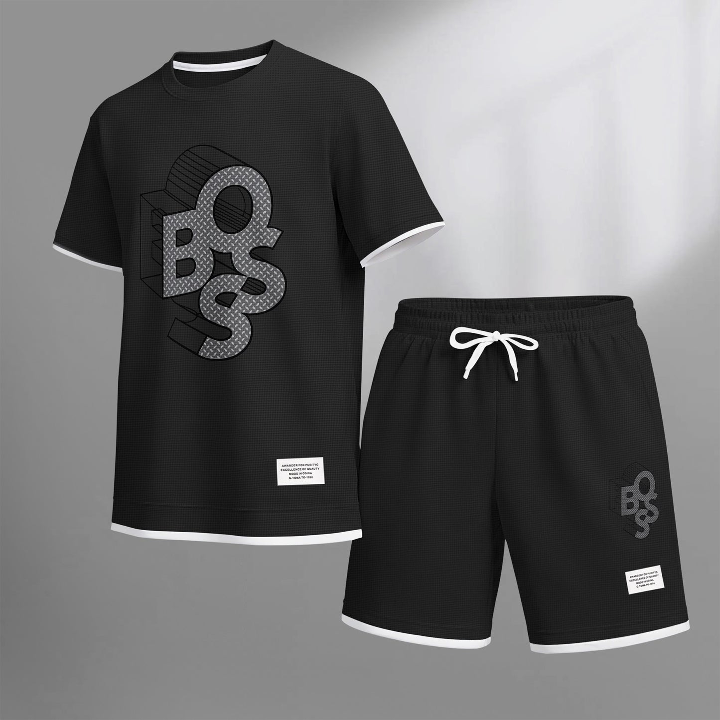 Men's Luxury Waffle-Knit Short-Sleeve Shirt & Shorts Set 12