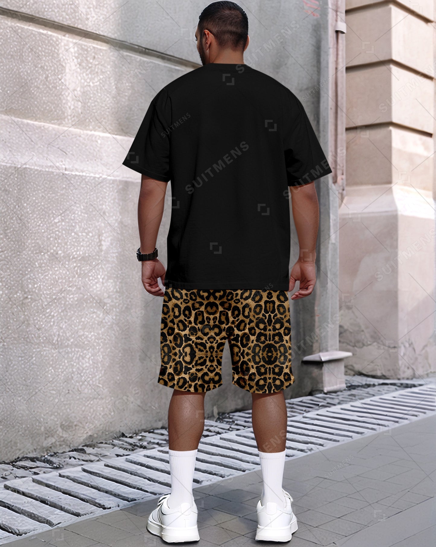 Men's Summer Leopard Print Round Neck Set 493