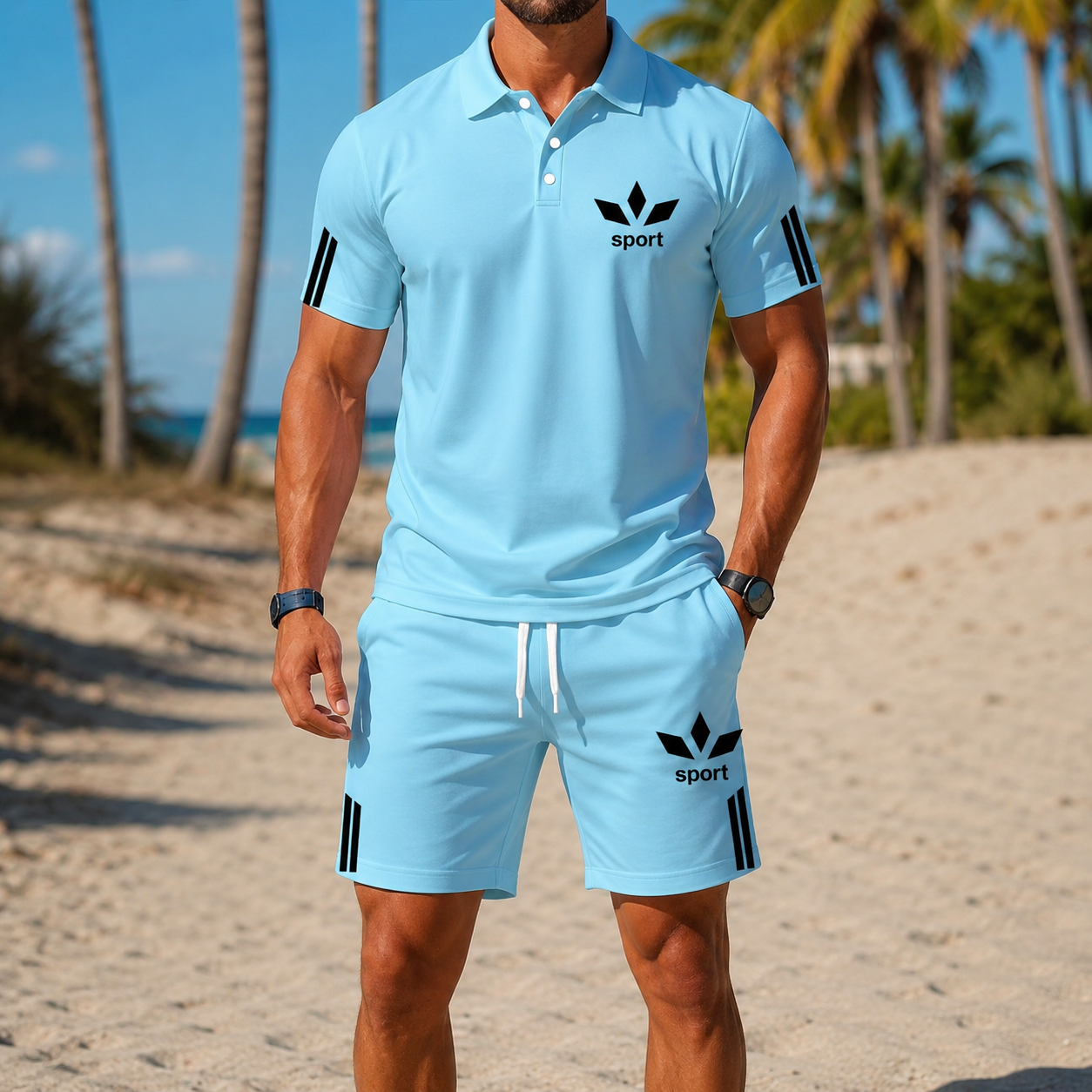 ⏰ Letzter Tag: 50% Rabatt! 🔥-Herren Sommer-Set mit Polohemd und Shorts