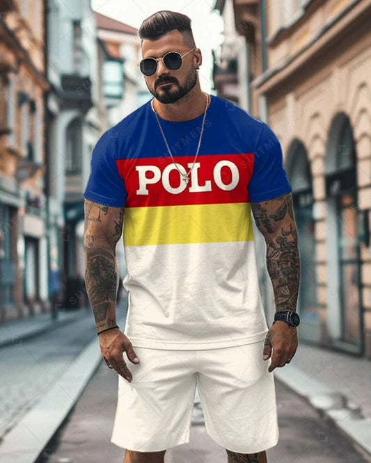 Men's Color Matching Casual Shorts Set 483