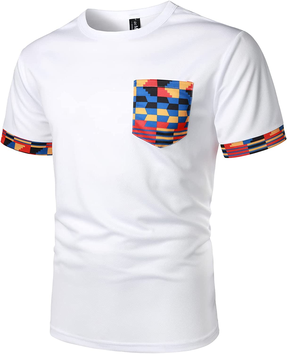 Men's Printed Colorblock T-Shirt and Shorts Set 014