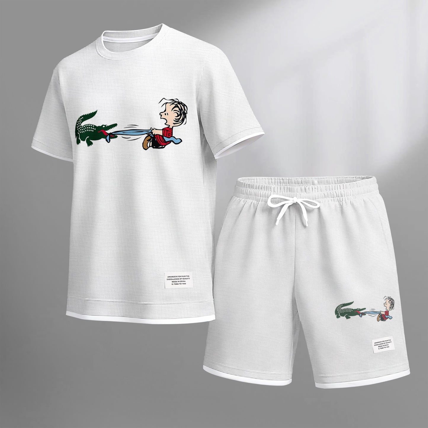 Men's Luxury Waffle-Knit Short-Sleeve Shirt & Shorts Set 14