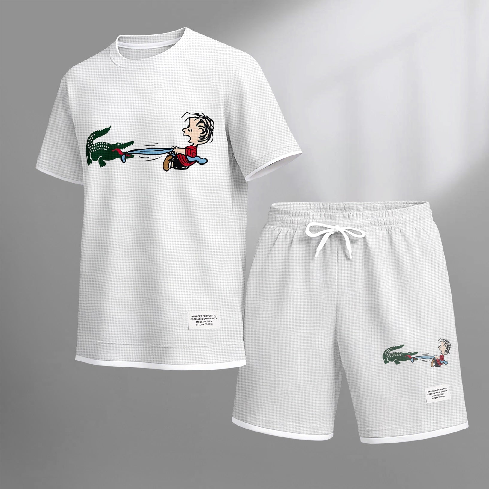 Men's Luxury Waffle-Knit Short-Sleeve Shirt & Shorts Set 14