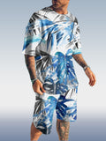 Suitmens Men's Hawaiian Print Shorts Set 356