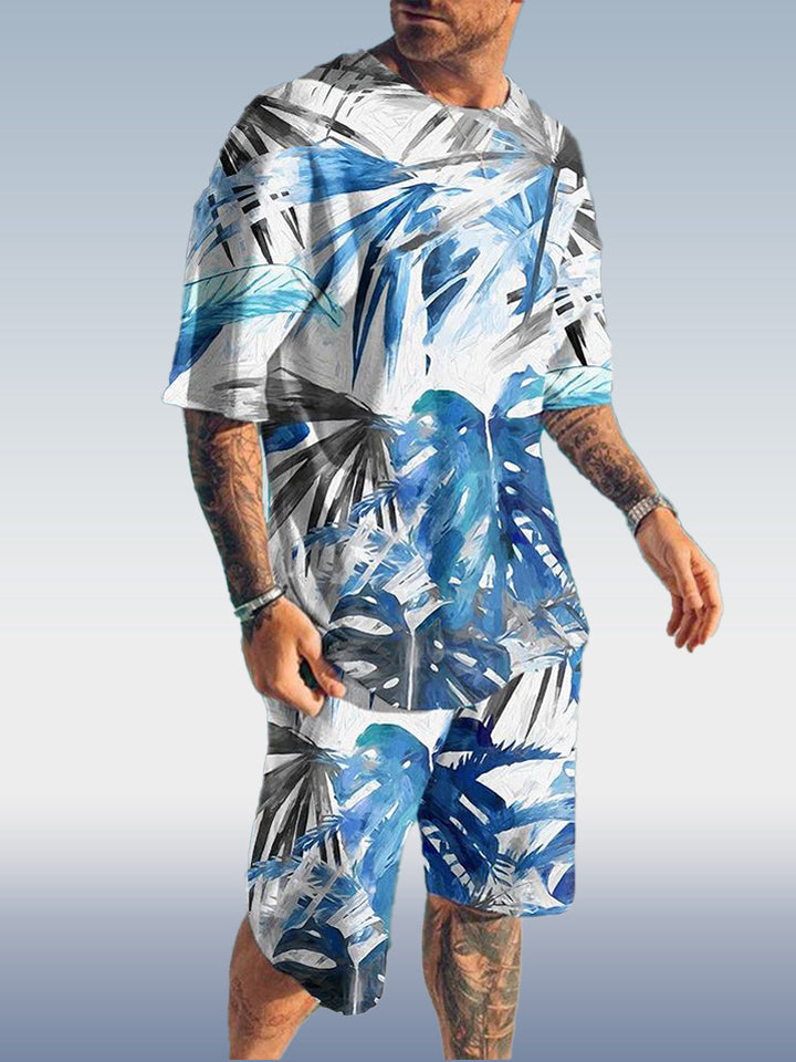 Suitmens Men's Hawaiian Print Shorts Set 356