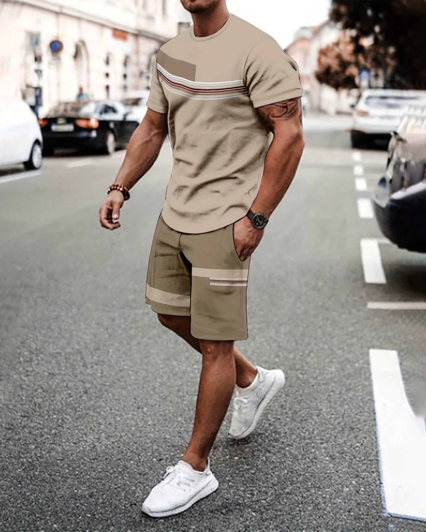 Men's Summer Vacation Round Neck Set 211