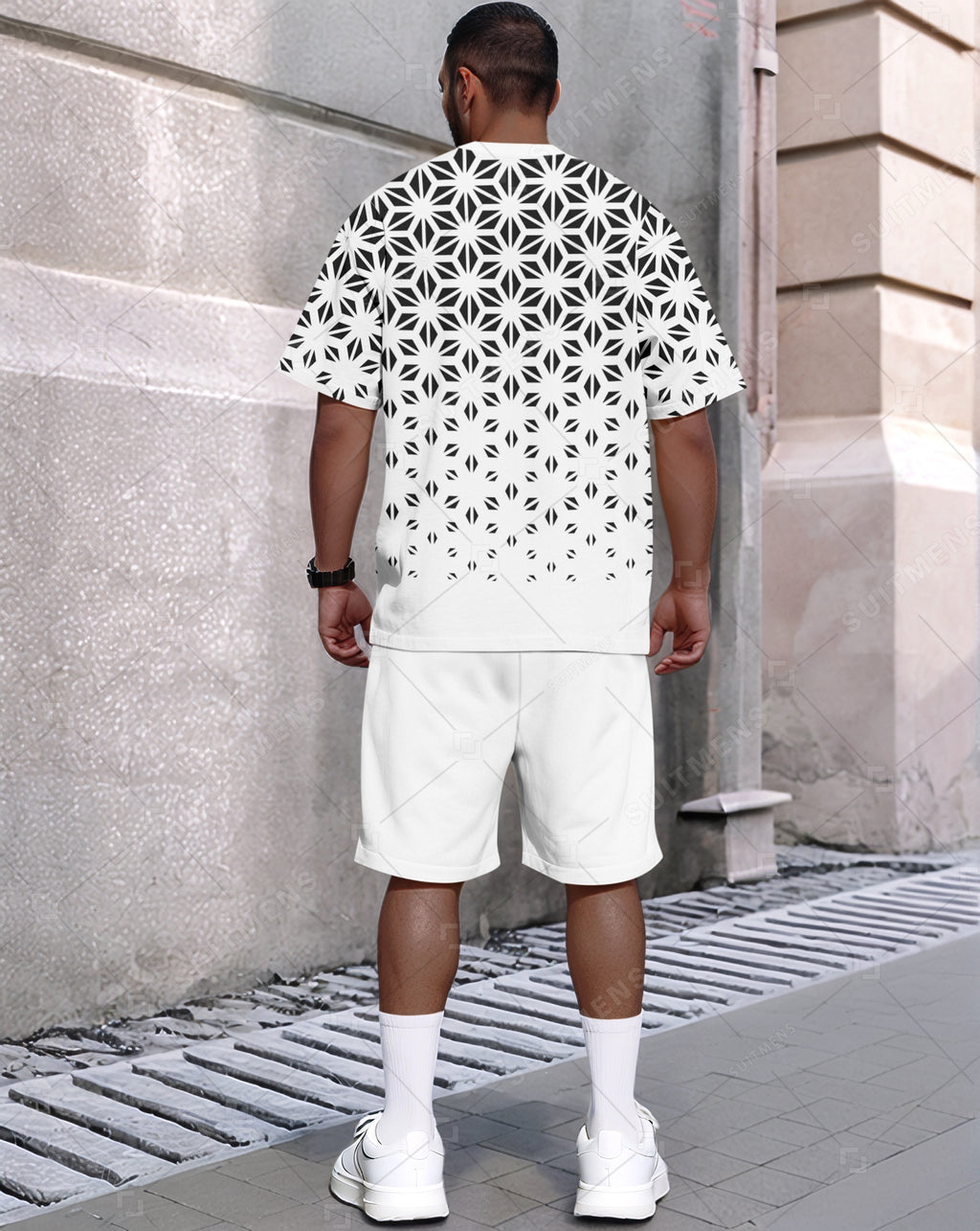 Men's Summer Color Matching Round Neck Set 606