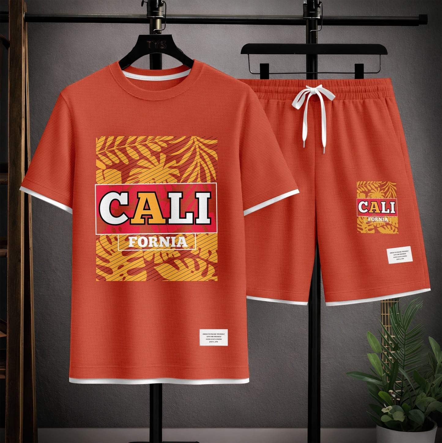 Men's Tropical Rainforest Graphic Print Short Sleeve Shirt and Drawstring Shorts Set, Casual Summer Two-Piece Outfit, Lightweight Breathable Relaxed Fit Sportswear for Daily Wear, Beach, Vacation, Travel Loungewear