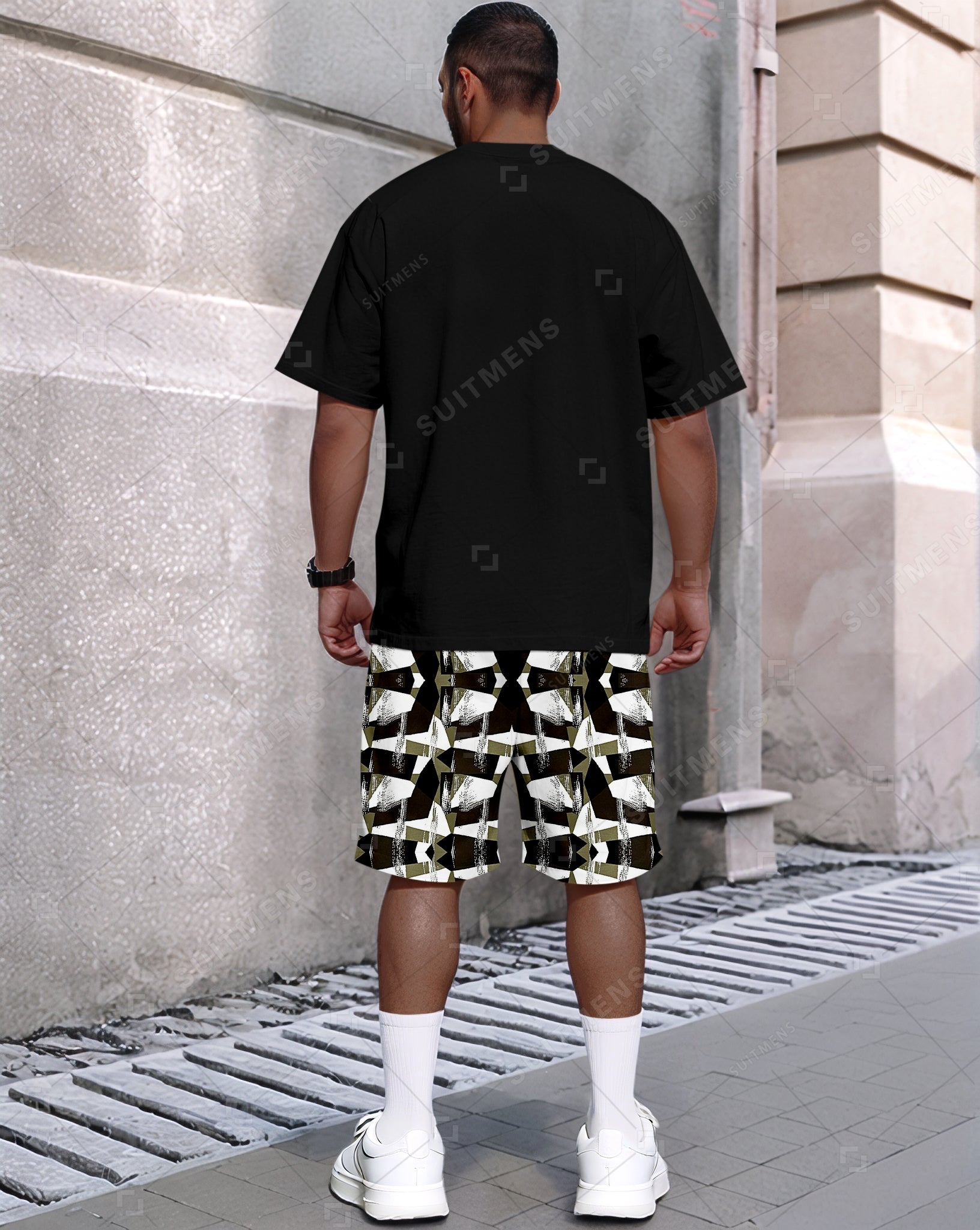 Men's Summer Leopard Print Round Neck Set 495