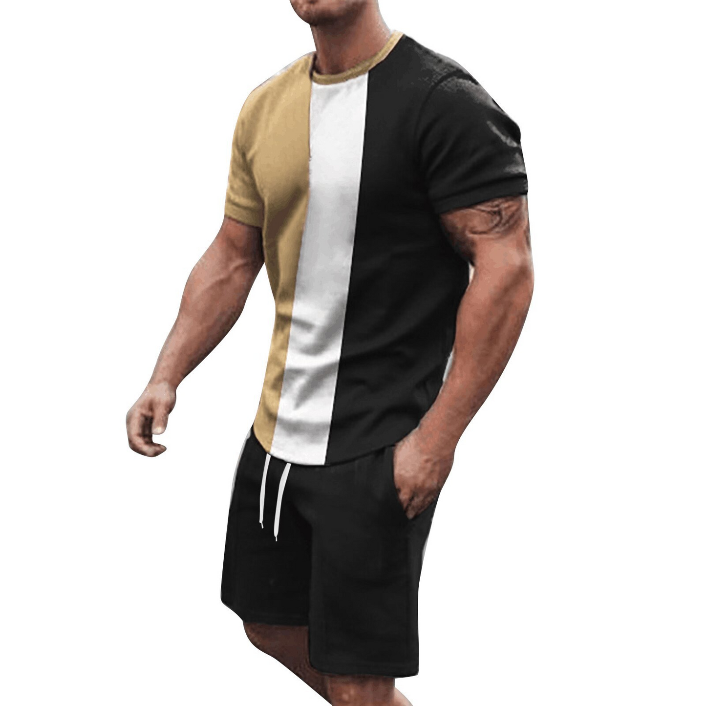 Men's plaid printed shorts Set 435